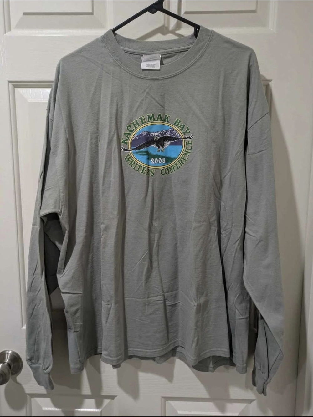 Kachemak Bay Alaska Writers' Conference Gray- Long- Sleeved T-shirt Adult XL